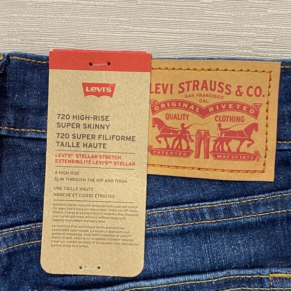 Levis 720 Jeans Womens 27 x 28 High Rise Super Skinny Medium Wash Stretch Denim - Picture 5 of 14